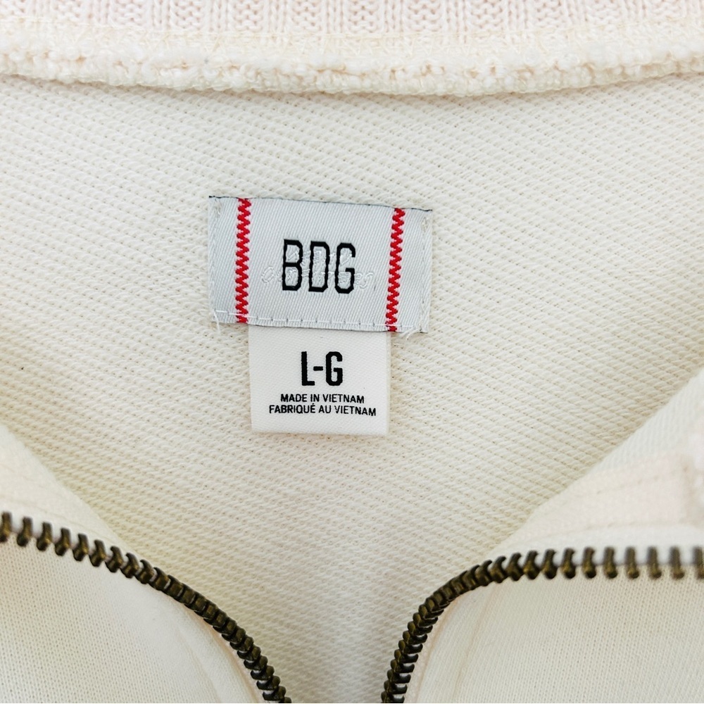 BDG Urban Outfitters Lottie Zip Sweater Top Cropped Knit Collar Ivory Size Large - Picture 4 of 12